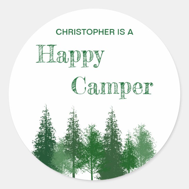 Pegatina Redonda Cumpleaños de los Árboles de Woodland (Anverso)