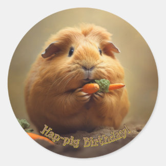 Pegatina Redonda ¡Cumpleaños de los cerdos de Hap!