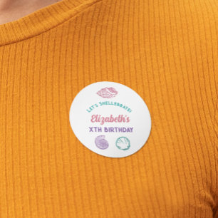 Pegatina Redonda Cumpleaños de los Chicas de las conchas marinas