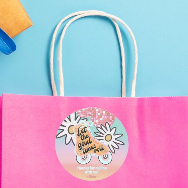 Pegatina Redonda Cumpleaños de los Chicas de patinaje sobre ruedas (Subido por el creador)