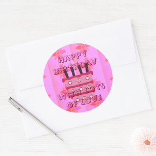 Pegatina Redonda Cumpleaños de los mejores deseos