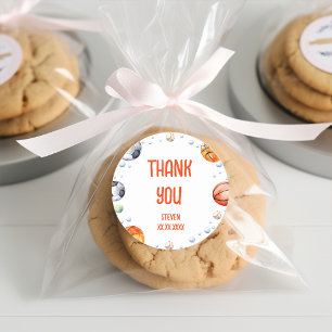 Pegatina Redonda cumpleaños de los niños deportivos de bolas