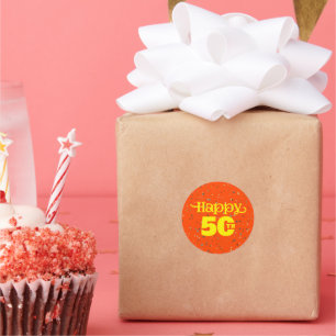 Pegatina Redonda cumpleaños de NARANJA CUTIBLE