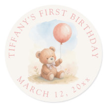 Cumpleaños de niña 1er oso de peluche lindo globo