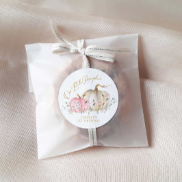 Pegatina Redonda Cumpleaños de nuestra pequeña niña calabaza