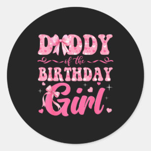 Pegatina Redonda Cumpleaños de Papá Familia Coquette Rosa