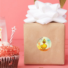 Pegatina Redonda Cumpleaños de Pato Dulce