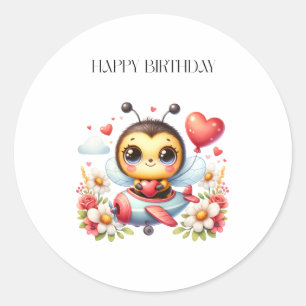 Pegatina Redonda Cumpleaños de piloto abeja