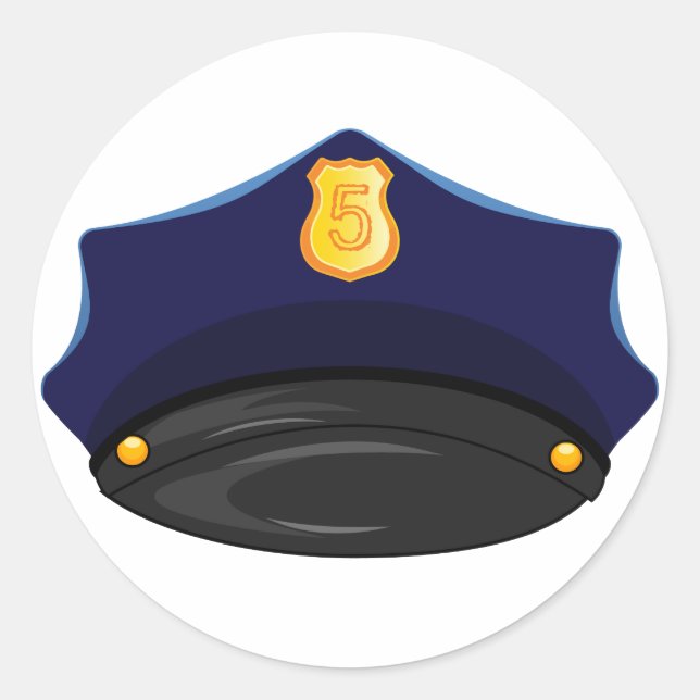 Pegatina Redonda Cumpleaños de policía (Anverso)