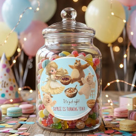 Pegatina Redonda Cumpleaños de Ricitos de Oro