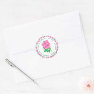 Pegatina Redonda Cumpleaños de Rosa Rosa