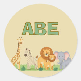 Pegatina Redonda cumpleaños de Safari upsherin