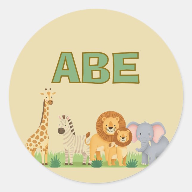 Pegatina Redonda cumpleaños de Safari upsherin (Anverso)