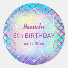 Pegatina Redonda cumpleaños de sirena