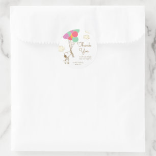 Pegatina Redonda Cumpleaños de Snoopy y Balloons