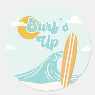 Pegatina Redonda Cumpleaños de Surf's Up Beach