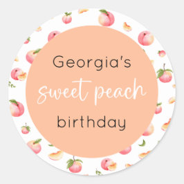 Pegatina Redonda Cumpleaños de Sweet Peach