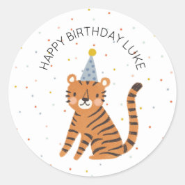 Pegatina Redonda Cumpleaños de Tiger