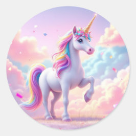 Pegatina Redonda Cumpleaños de Unicornio encantado - Tarjeta mágica