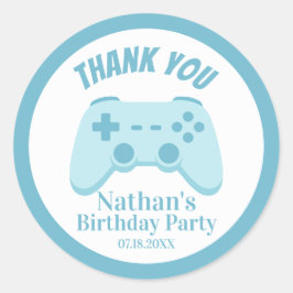 Pegatina Redonda Cumpleaños de Videojuegos | Fiesta del Controlador