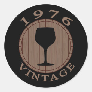 Pegatina Redonda Cumpleaños de Wine Lover 1976 Vintage