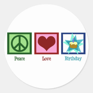 Pegatina Redonda Cumpleaños del amor de la paz