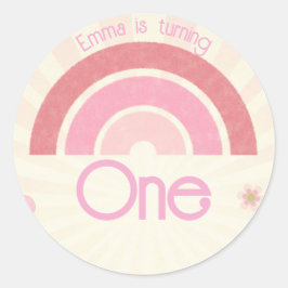Pegatina Redonda Cumpleaños del Arcoiris