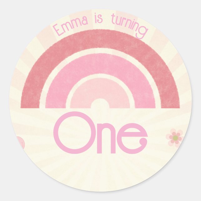 Pegatina Redonda Cumpleaños del Arcoiris (Anverso)