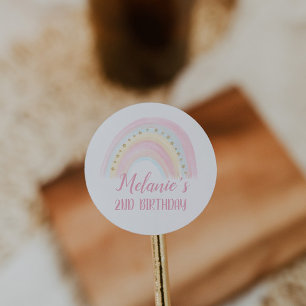 Pegatina Redonda Cumpleaños del Arcoiris