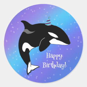 Pegatina Redonda Cumpleaños del asesino de ballenas personalizable
