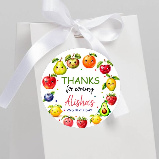 Pegatina Redonda Cumpleaños del chica Cute Fruit (Subido por el creador)
