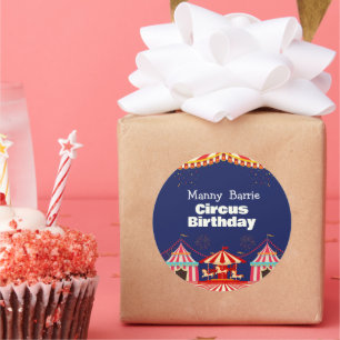 Pegatina Redonda Cumpleaños del Circo
