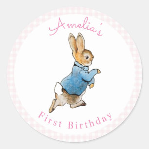 Pegatina Redonda Cumpleaños del clásico Peter Rabbit Beatrix Potter