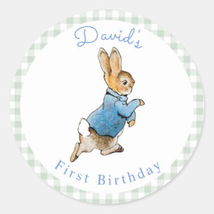 Pegatina Redonda Cumpleaños del clásico Peter Rabbit Beatrix Potter