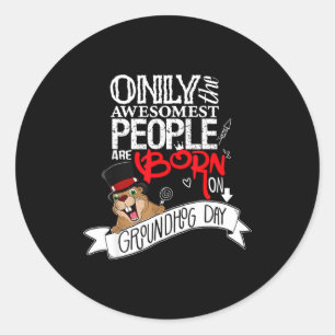 Pegatina Redonda Cumpleaños del Día de la Marmota de Punxsy Phils e