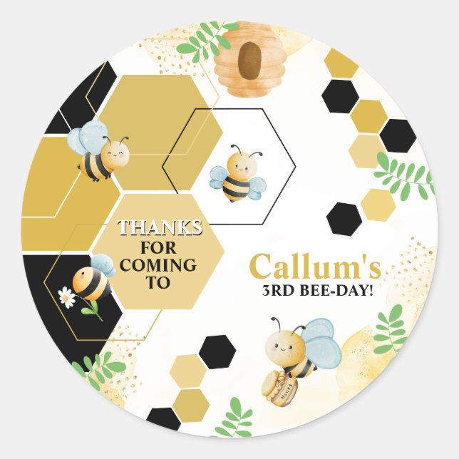 Pegatina Redonda Cumpleaños del Día de las Abejas (Anverso)