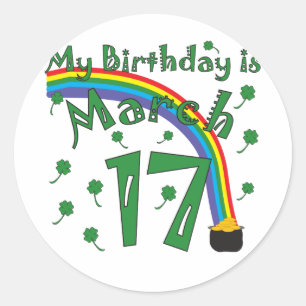 Pegatina Redonda Cumpleaños del día de St Patrick