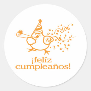 Pegatina Redonda ¡cumpleaños del felíz del ¡! ¡= feliz cumplea