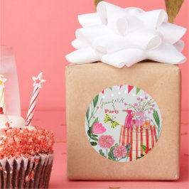 Pegatina Redonda Cumpleaños del Fiesta Garden