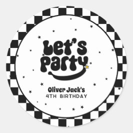 Pegatina Redonda Cumpleaños del Fiesta Happy Dude