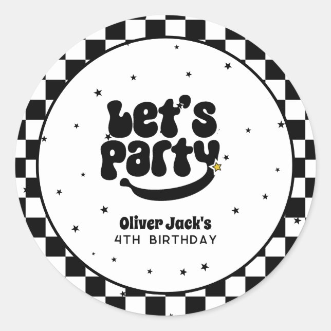 Pegatina Redonda Cumpleaños del Fiesta Happy Dude (Anverso)