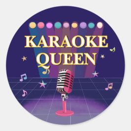 Pegatina Redonda Cumpleaños del fiesta Karaoke