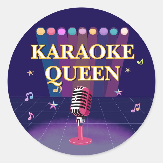 Pegatina Redonda Cumpleaños del fiesta Karaoke (Anverso)