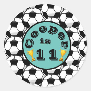 Pegatina Redonda Cumpleaños del fútbol azul