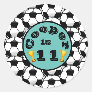 Pegatina Redonda Cumpleaños del fútbol azul