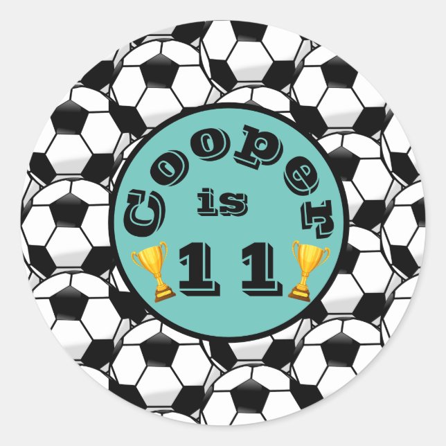 Pegatina Redonda Cumpleaños del fútbol azul (Anverso)