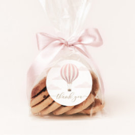 Pegatina Redonda Cumpleaños del globo aerostático rosa