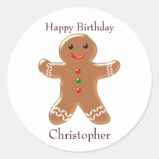 Pegatina Redonda Cumpleaños del hombre de Gingerbread