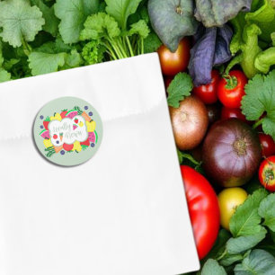 Pegatina Redonda Cumpleaños del mercado de granjeros de cosecha loc