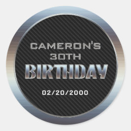 Pegatina Redonda Cumpleaños del niño masculino